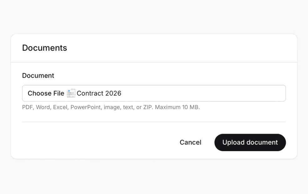 A workflow step with a document uploaded against it