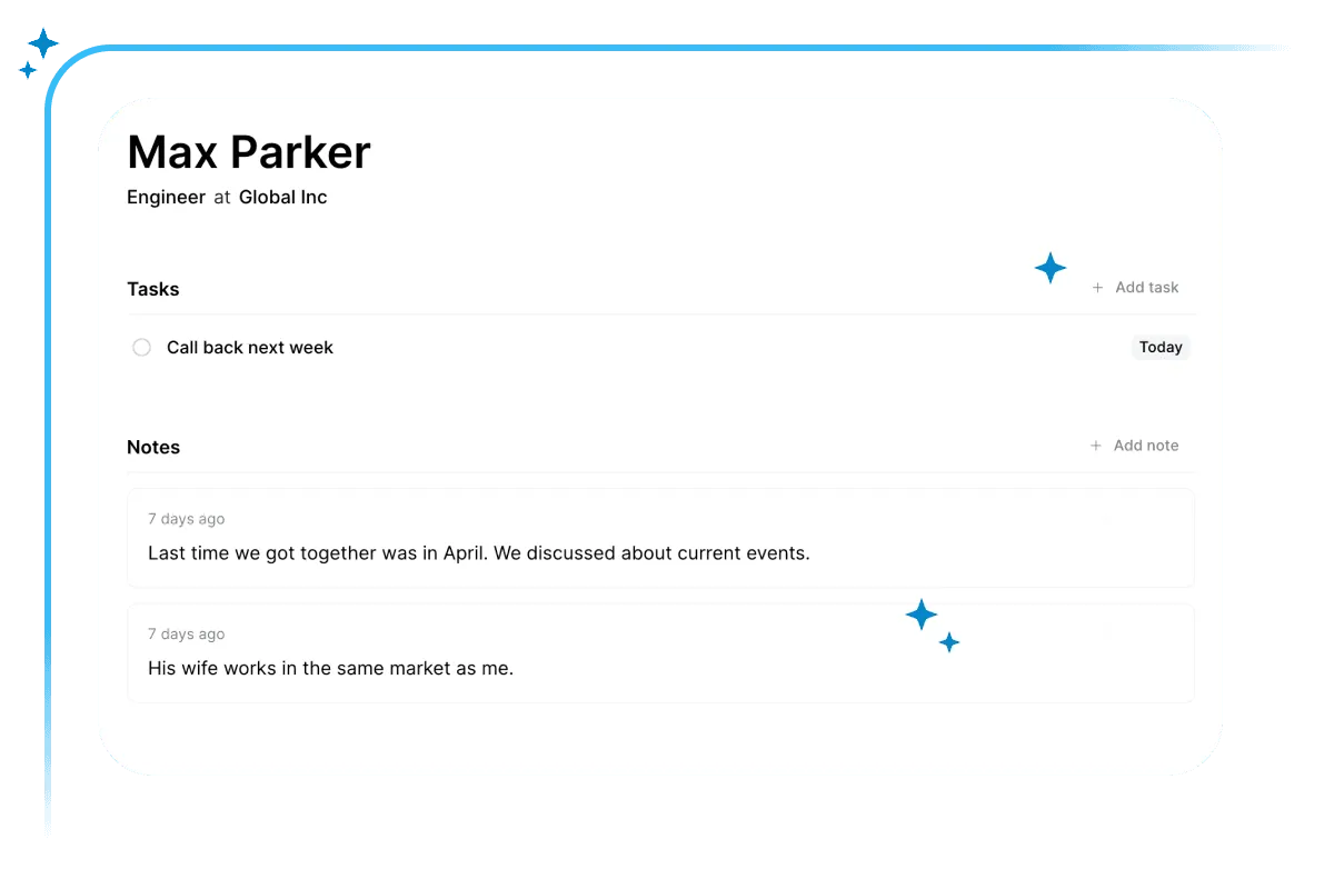 A contact record being filled in with name, email and job title