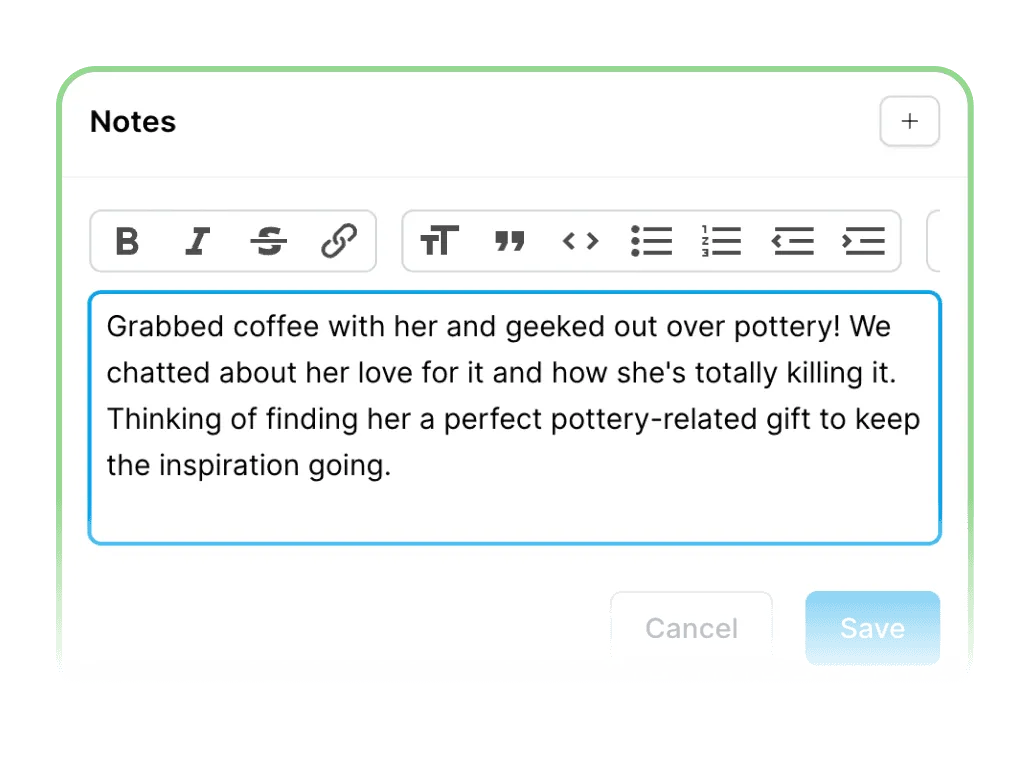 A note being written against a contact