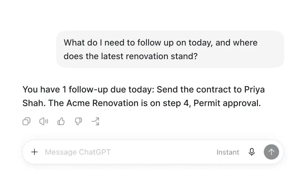 An assistant answering what needs a follow-up today